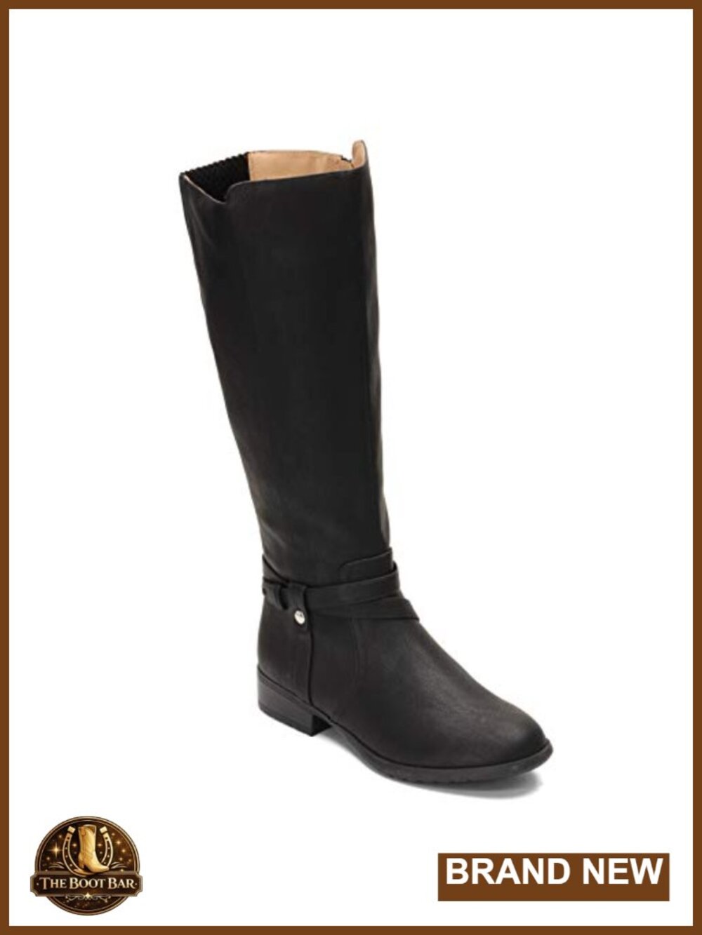 Knee-High Boots Block Heel Equestrian Style Faux Leather